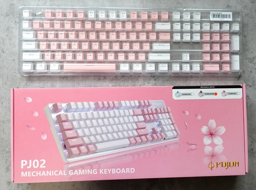 POJUN PJ02 櫻花粉白鍵盤 顏值高手感佳的機械鍵盤