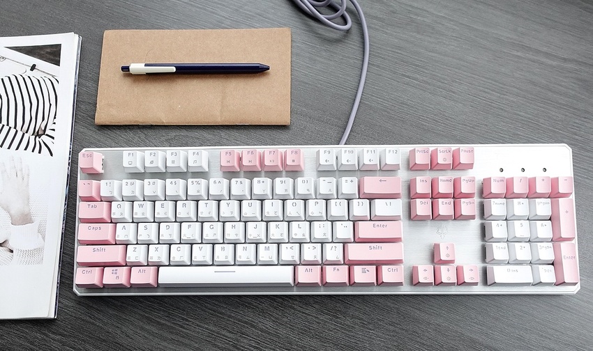 POJUN PJ02 櫻花粉白鍵盤 顏值高手感佳的機械鍵盤