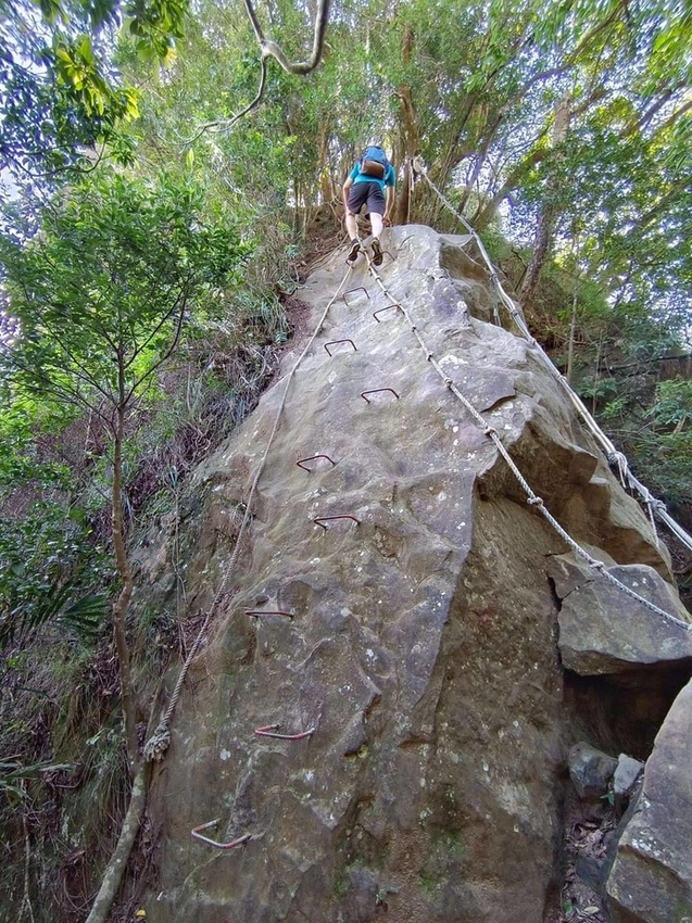【新北.三峽】五寮尖北部三大岩場之一。克服懼高症最佳挑戰。30公尺峭壁沿路不斷拉繩攀爬+超美稜線