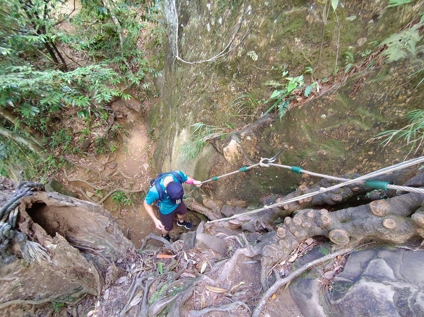 【新北.三峽】五寮尖北部三大岩場之一。克服懼高症最佳挑戰。30公尺峭壁沿路不斷拉繩攀爬+超美稜線