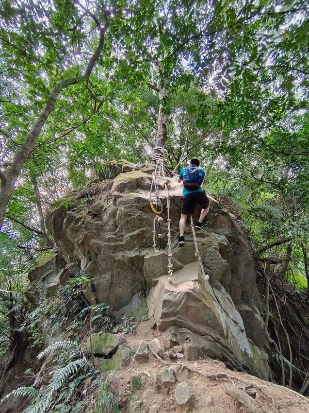【新北.三峽】五寮尖北部三大岩場之一。克服懼高症最佳挑戰。30公尺峭壁沿路不斷拉繩攀爬+超美稜線