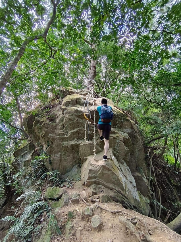 【新北.三峽】五寮尖北部三大岩場之一。克服懼高症最佳挑戰。30公尺峭壁沿路不斷拉繩攀爬+超美稜線