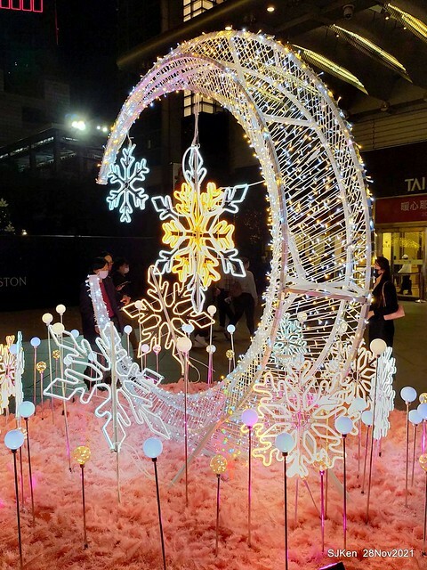 Christmas street & inside decoration of Taipei 101 department store, Taipei, Taiwan, SJKen, Nov 28, 2021.