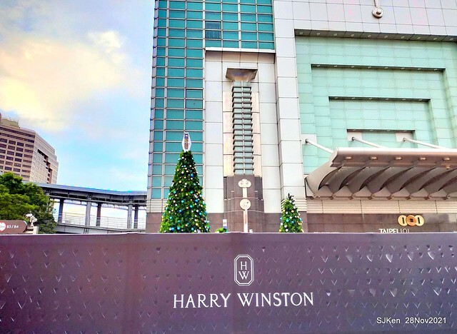 Christmas street & inside decoration of Taipei 101 department store, Taipei, Taiwan, SJKen, Nov 28, 2021.