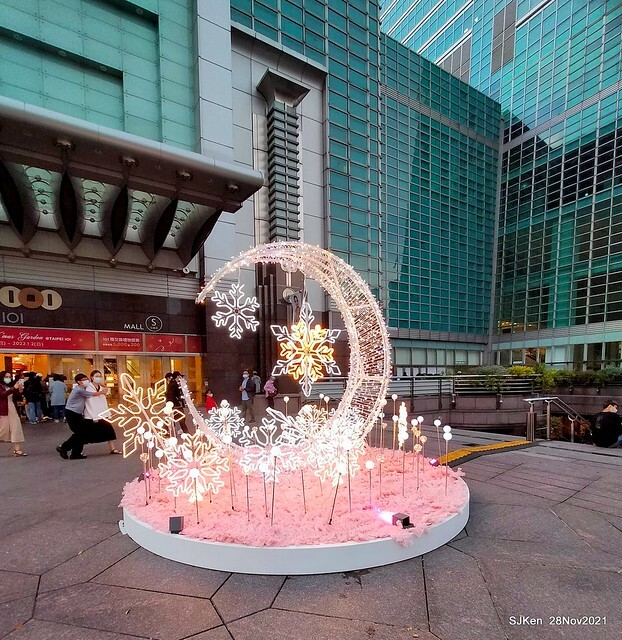 Christmas street & inside decoration of Taipei 101 department store, Taipei, Taiwan, SJKen, Nov 28, 2021.