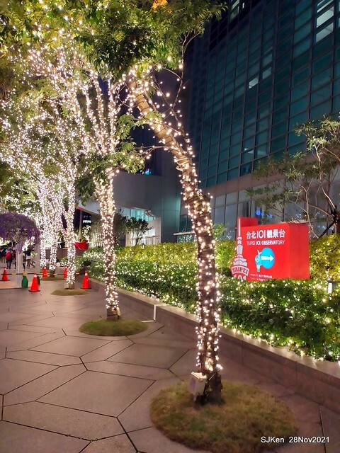 Christmas street & inside decoration of Taipei 101 department store, Taipei, Taiwan, SJKen, Nov 28, 2021.