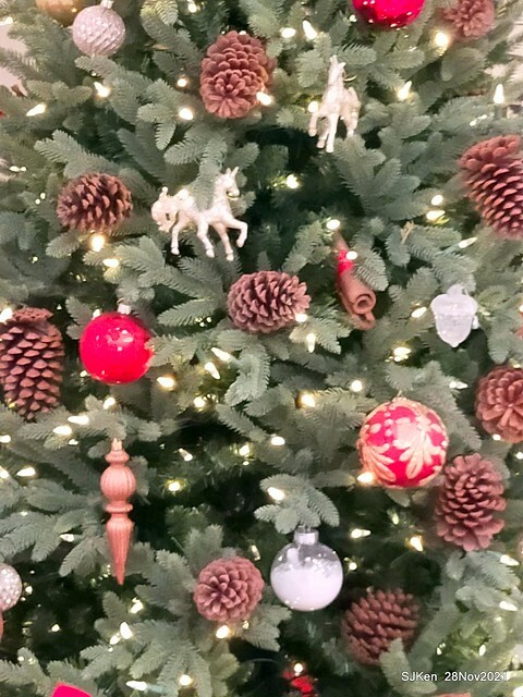 Christmas street & inside decoration of Taipei 101 department store, Taipei, Taiwan, SJKen, Nov 28, 2021.