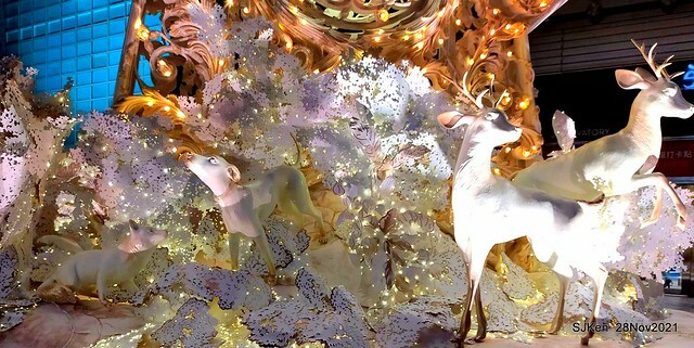 Christmas street & inside decoration of Taipei 101 department store, Taipei, Taiwan, SJKen, Nov 28, 2021.