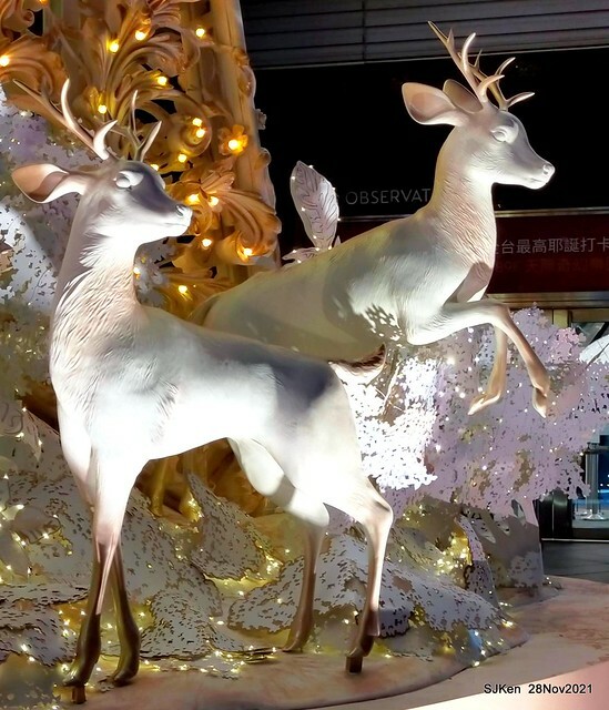 Christmas street & inside decoration of Taipei 101 department store, Taipei, Taiwan, SJKen, Nov 28, 2021.