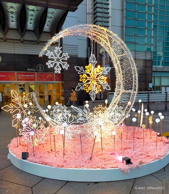 Christmas street & inside decoration of Taipei 101 department store, Taipei, Taiwan, SJKen, Nov 28, 2021.