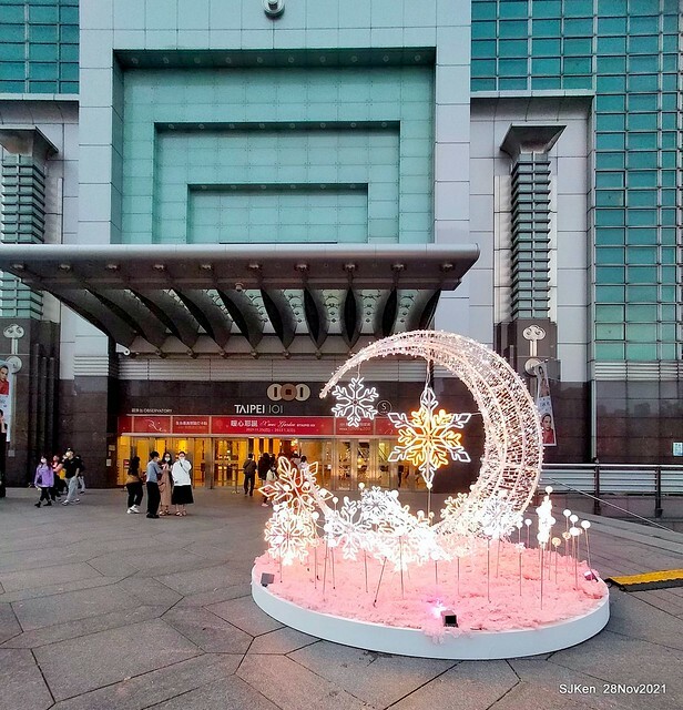 Christmas street & inside decoration of Taipei 101 department store, Taipei, Taiwan, SJKen, Nov 28, 2021.