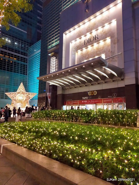 Christmas street & inside decoration of Taipei 101 department store, Taipei, Taiwan, SJKen, Nov 28, 2021.