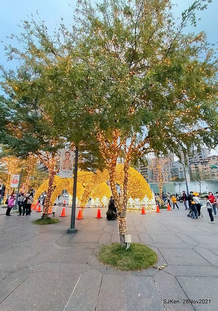 Christmas street & inside decoration of Taipei 101 department store, Taipei, Taiwan, SJKen, Nov 28, 2021.