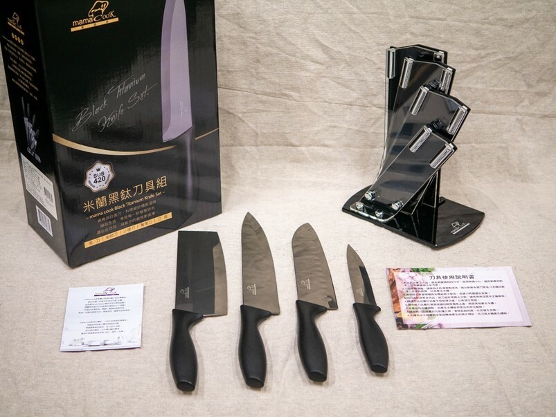 【開箱】義大利MamaCook廚神系列-黑鑽鈦晶鋼4刀5件組，一組刀具滿足日常料理所需！