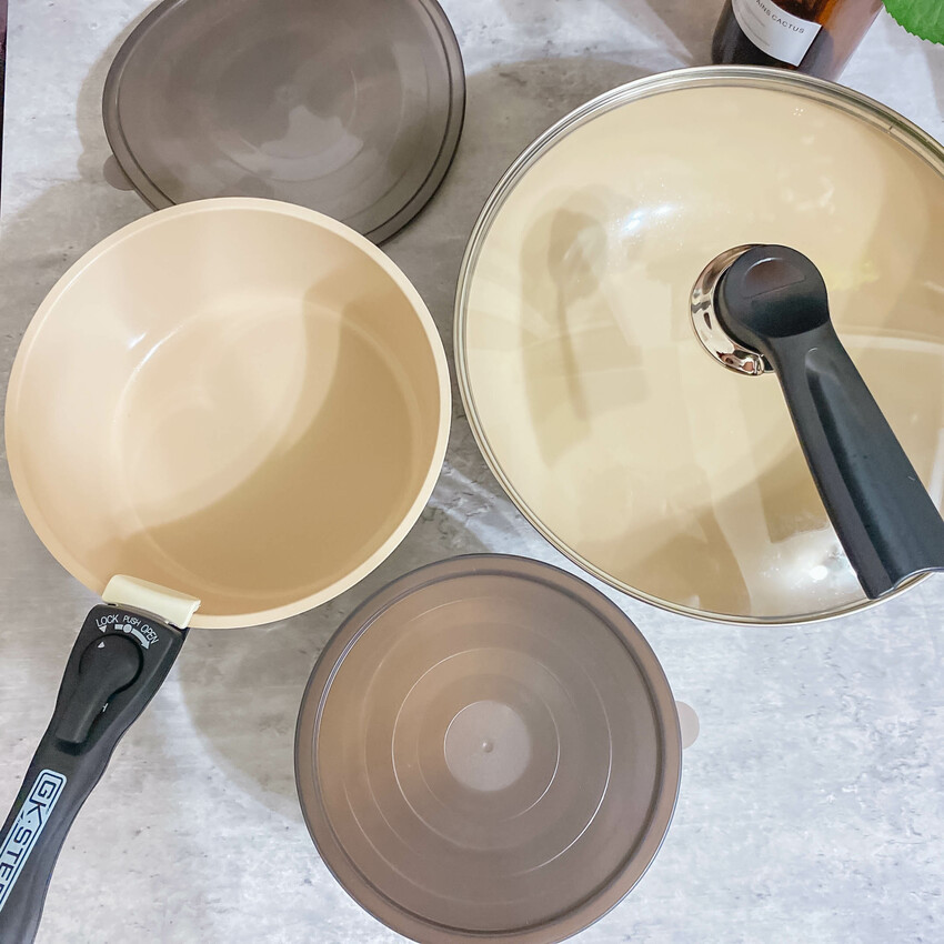 【美國GK‧STEEL】可拆把手疊疊鍋｜ESG環境友善｜星鑽陶瓷不沾貼面，超輕量化設計，可疊放收納省空間，可進