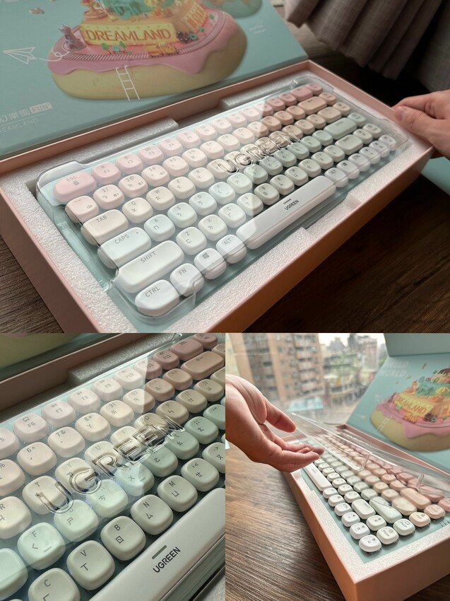 超可愛糖果色！綠聯UGREEN KU101 FUN+(夢幻樂園)機械鍵盤｜MAC 、Windows、有線無線自由切換｜自帶15種絢彩燈光！ - 萍姐愛分享