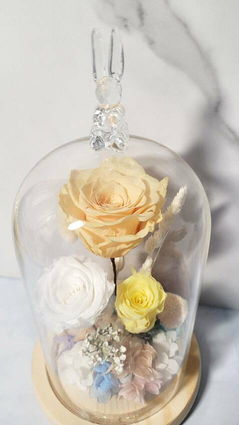 客訂粉色系永生花盅