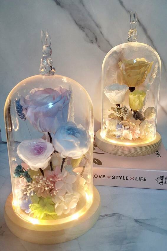 客訂粉色系永生花盅