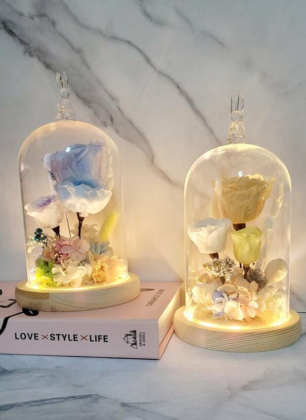 客訂粉色系永生花盅