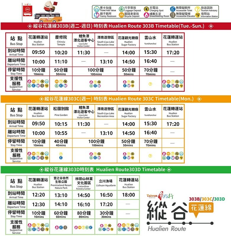 【台灣，花蓮】台灣好行縱谷花蓮線郵輪式公車玩花蓮；搭公車遊：慶修院、鯉魚潭、花蓮觀光糖廠、雲山水、松