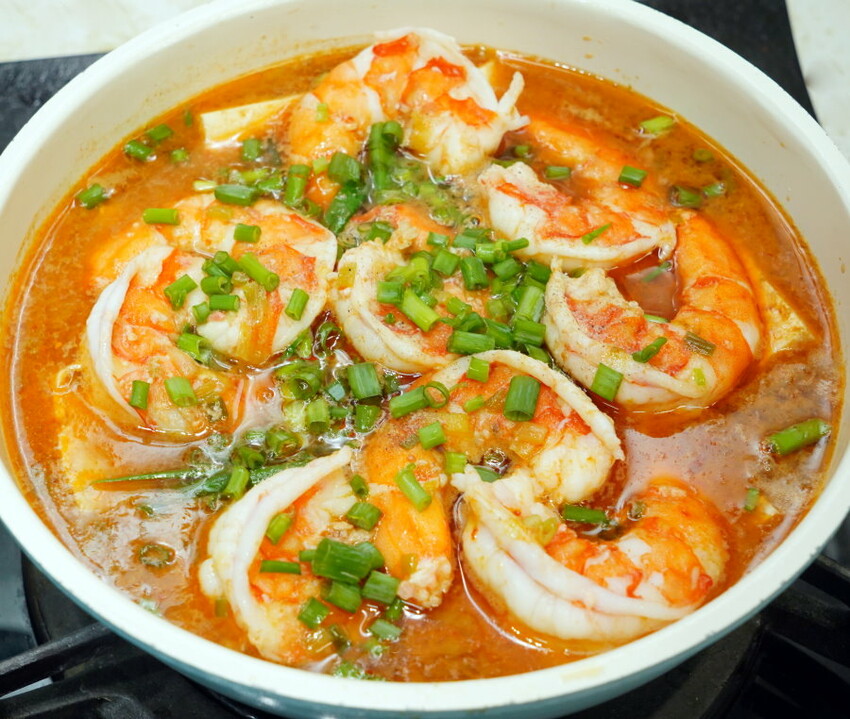 鮮蝦豆腐煲食譜．還可以變成蝦仁飯!