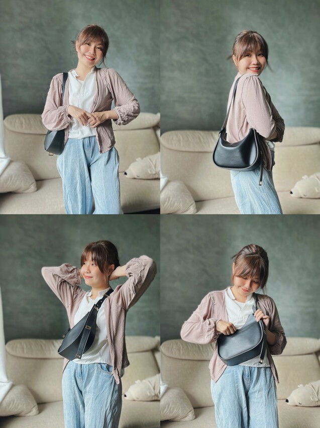 Ｍerite 法國時尚復古馬鞍包單肩背包｜耐刮、耐磨、皮革大容量｜一個包包4種背法｜背帶4格可調｜奶茶杏、淺棕、黑色 - 萍姐愛分享