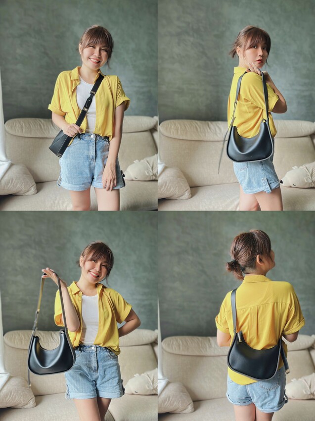 Ｍerite 法國時尚復古馬鞍包單肩背包｜耐刮、耐磨、皮革大容量｜一個包包4種背法｜背帶4格可調｜奶茶杏、淺棕、黑色 - 萍姐愛分享