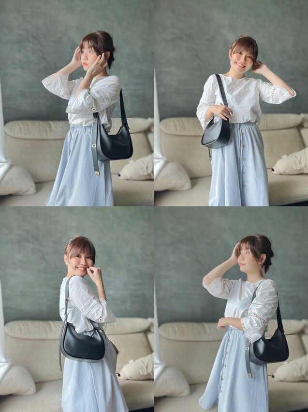 Ｍerite 法國時尚復古馬鞍包單肩背包｜耐刮、耐磨、皮革大容量｜一個包包4種背法｜背帶4格可調｜奶茶杏、淺棕、黑色 - 萍姐愛分享