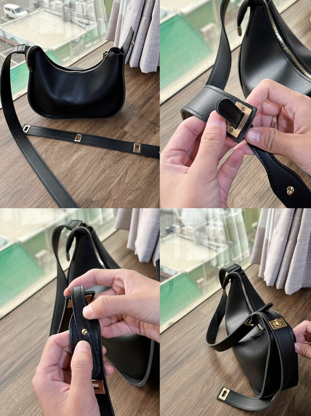 Ｍerite 法國時尚復古馬鞍包單肩背包｜耐刮、耐磨、皮革大容量｜一個包包4種背法｜背帶4格可調｜奶茶杏、淺棕、黑色 - 萍姐愛分享