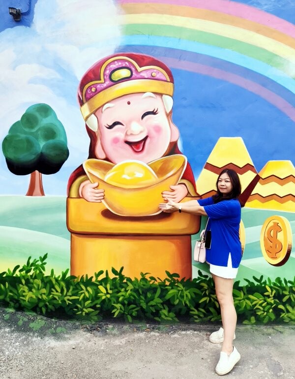 【財神廟】桃園海福宮.最新敲金磚、接超大金塊彩繪牆!