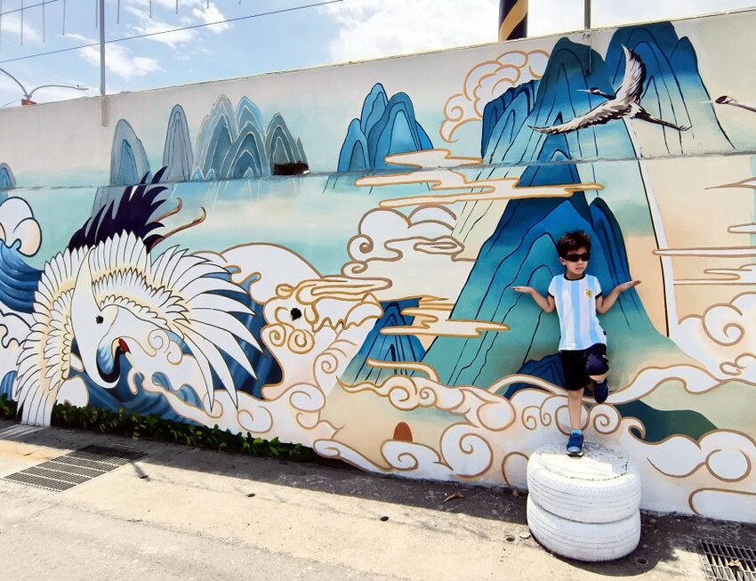 【財神廟】桃園海福宮.最新敲金磚、接超大金塊彩繪牆!