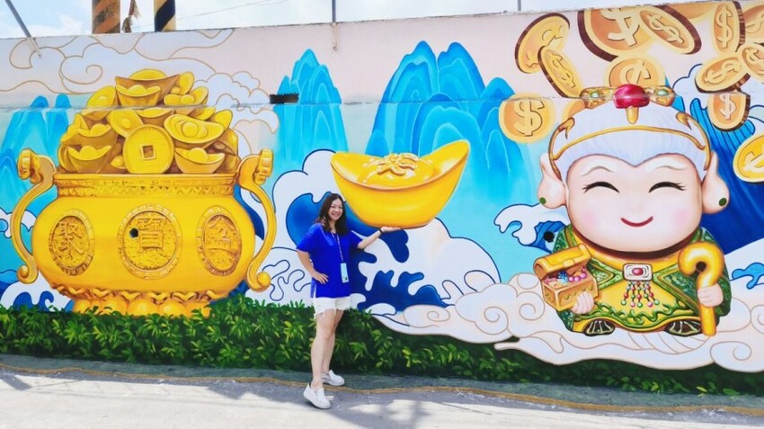【財神廟】桃園海福宮.最新敲金磚、接超大金塊彩繪牆!