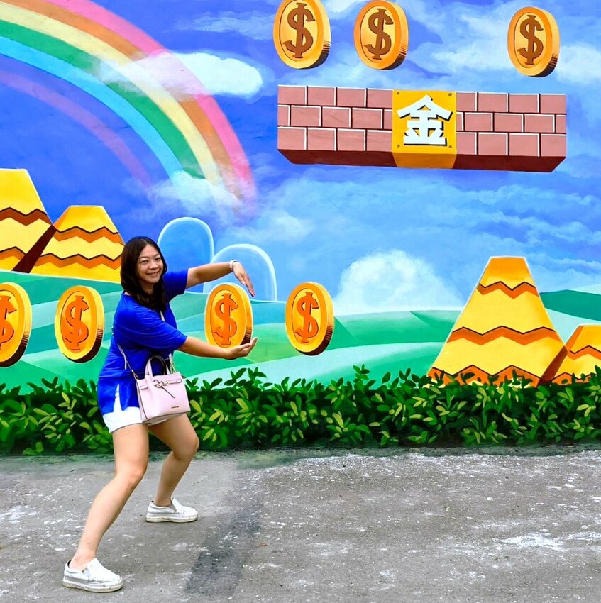 【財神廟】桃園海福宮.最新敲金磚、接超大金塊彩繪牆!