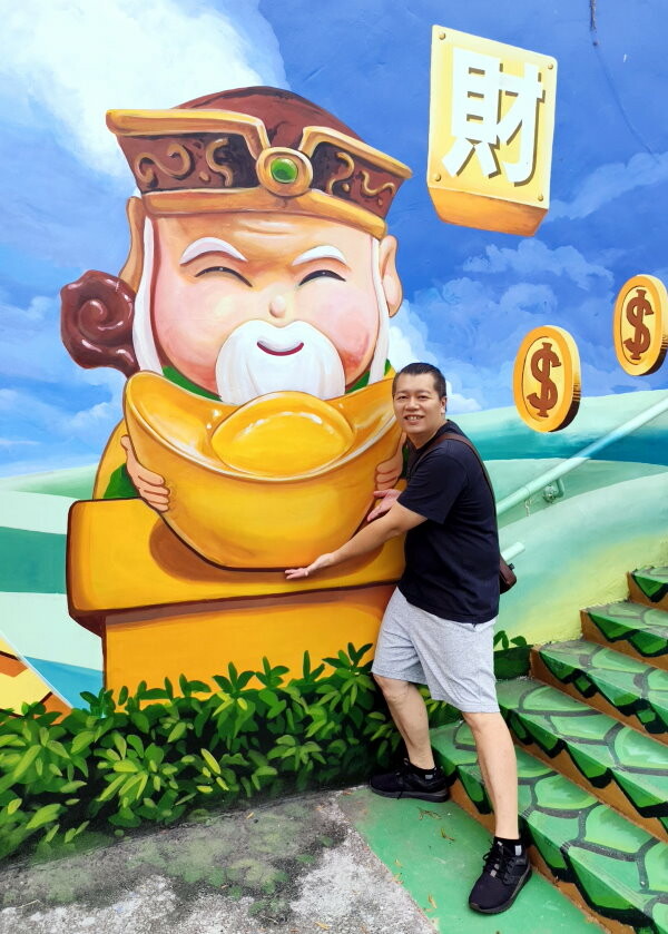 【財神廟】桃園海福宮.最新敲金磚、接超大金塊彩繪牆!