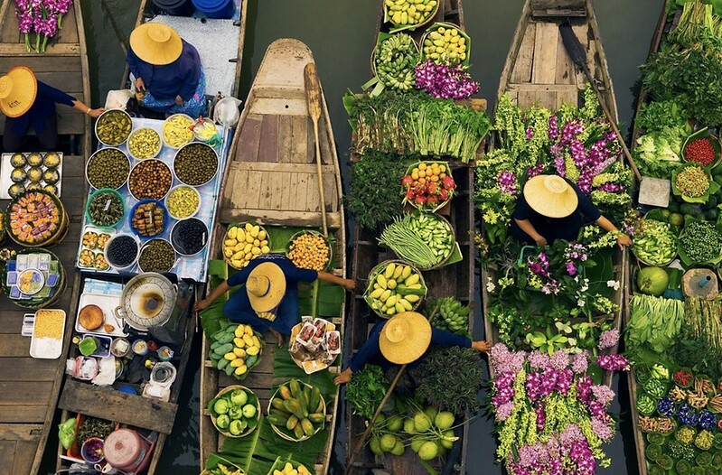【亞洲，泰國，曼谷】曼谷近郊的水上市場～丹嫩莎朵水上市場（Damnoen Saduak Floating Market），疫情後終