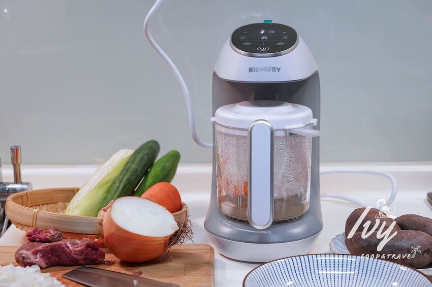 KIDMORY觸控智慧型食物調理機 |寶寶副食品必備神器，清洗、蒸煮、消毒、攪拌、解凍一機搞定寶寶輔食！ - 艾薇覓食趣