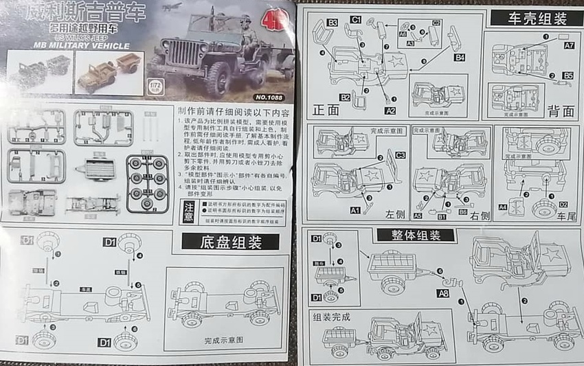 【靜態模型】二戰美制M35二噸半軍卡威利吉普車M12自走砲1/72軍事模型