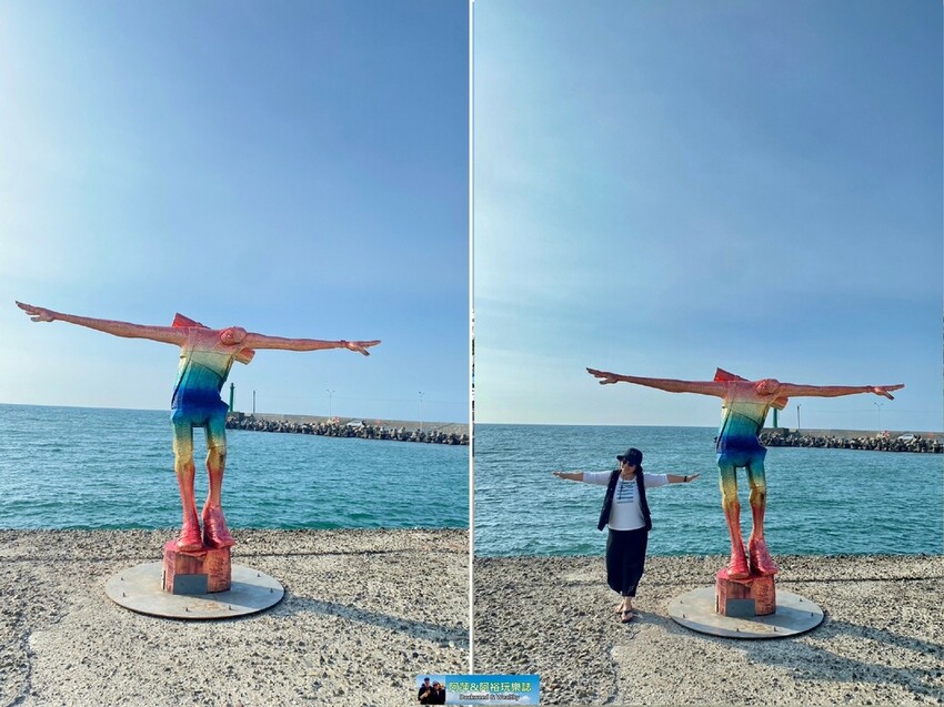 【高雄景點】「彌陀漁港海岸光廊」|網美打卡必拍海中木棧道|玩水沙灘溜滑梯 |阿部乳坊旅人系列欣賞|