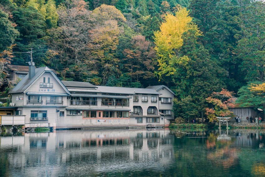 【九州大分│景點】金麟湖Cafe La Ruche湖畔咖啡廳。首次來九州必訪景點，湖面飄著水氣，宛如仙境