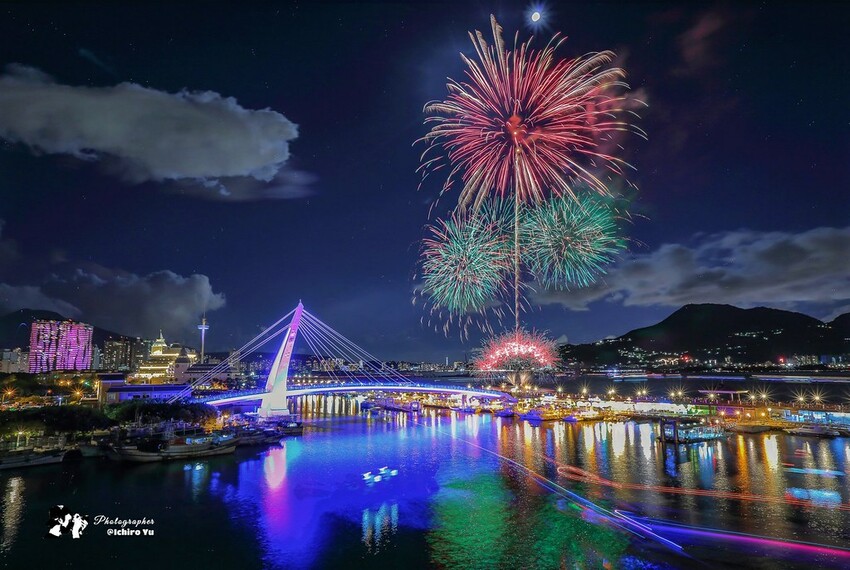 新北市淡水區【淡水漁人碼頭煙火】淡水八里煙火拍攝點‧觀賞地點‧施放時間‧砲台位置‧交通‧公車‧渡輪│如何手機拍攝煙火‧手