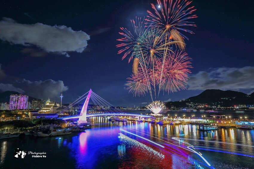 新北市淡水區【淡水漁人碼頭煙火】淡水八里煙火拍攝點‧觀賞地點‧施放時間‧砲台位置‧交通‧公車‧渡輪│如何手機拍攝煙火‧手