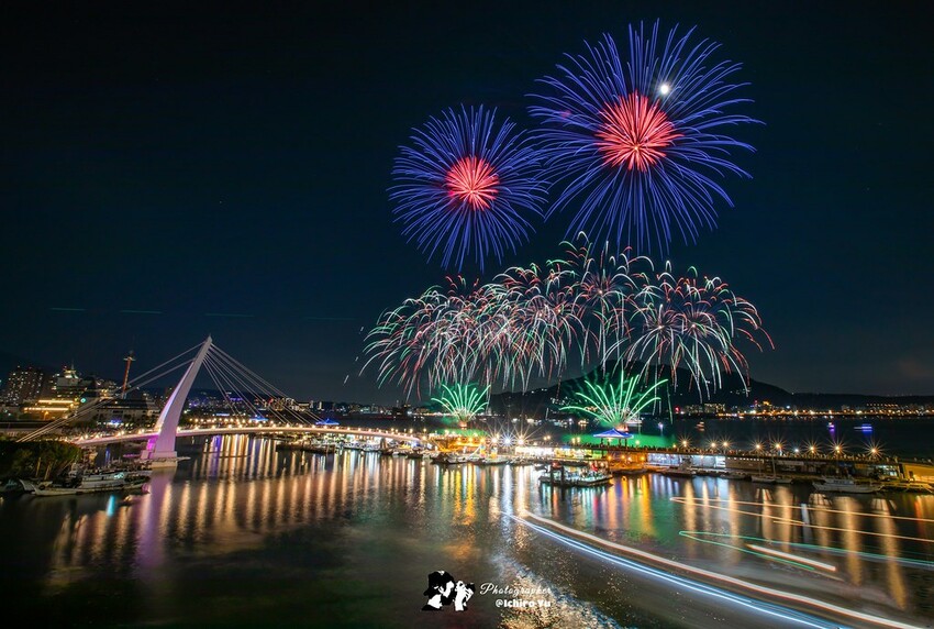 新北市淡水區【淡水漁人碼頭煙火】淡水八里煙火拍攝點‧觀賞地點‧施放時間‧砲台位置‧交通‧公車‧渡輪│如何手機拍攝煙火‧手