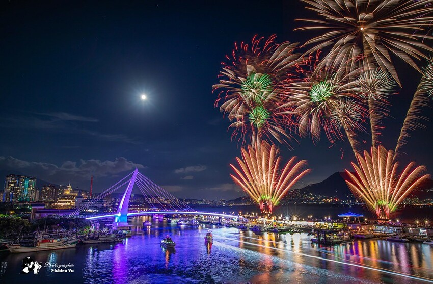 新北市淡水區【淡水漁人碼頭煙火】淡水八里煙火拍攝點‧觀賞地點‧施放時間‧砲台位置‧交通‧公車‧渡輪│如何手機拍攝煙火‧手