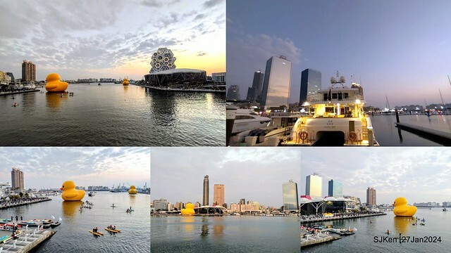 「黃色小鴨 Rubber Duck」由荷蘭藝術家霍夫曼(Florentijn Hofman)創作 exhibitied at Koashiung harbour from 2024.01.27 ~ 2024.02.25, by SJKen, Jan 27, 2024.