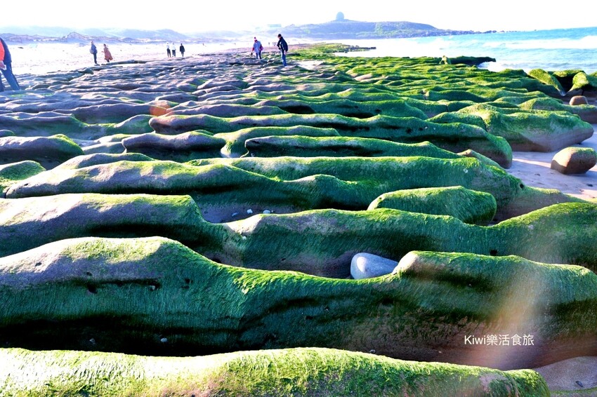 新北市石門區新北石門老梅綠石槽|石門季節限定景點抹茶地毯超療癒!湛藍海洋搭配限定場景只有這裡才有!