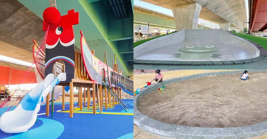 宜蘭縣礁溪鄉礁溪二龍之心親子公園》龍舟溜滑梯、大碗公溜滑梯挖沙坑、體健設施免費玩，還能遮陽擋雨、競渡龍舟真好拍