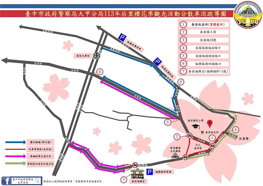 台中市后里區2024泰安派出所櫻花季｜為期12天，近千棵櫻花免費欣賞