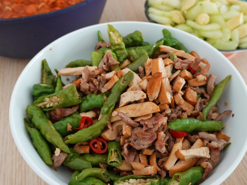 食譜|豆乾肉絲炒糯米椒Stir-fried Pork with Manganji Sweet Pepper and Dried Tofu