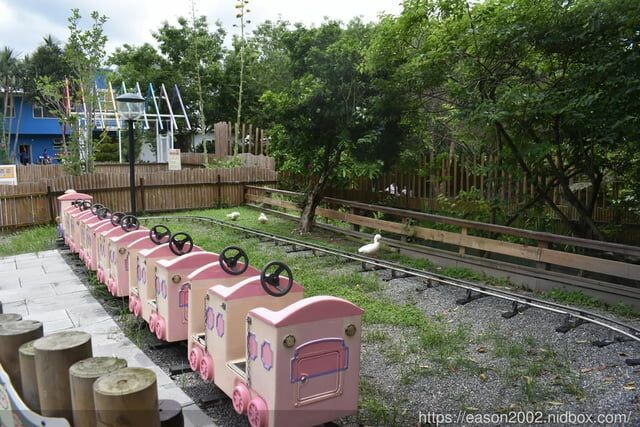 宜蘭景點 | 水岸森林物語-可愛動物園區 與小動物親密接觸 熊貓羊、梅花鹿、羊駝、狐獴、 孔雀、梵天雞、紅腹錦雞、柯爾鴨、紅鶴、毛驢、水豚、笑笑羊、亞達伯拉象龜、兔豚鼠、 黑腹山羊、紅面番鴨(薑母鴨)