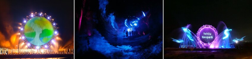 福隆沙雕藝術季 》LINE FRIENDS 明星沙雕主題、粉 沙灘區「Big Queen電光火石映象水舞」-side